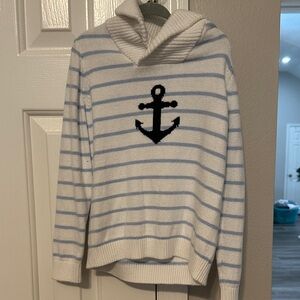 Janie and Jack Striped Anchor Sweater - White and Blue size 5T